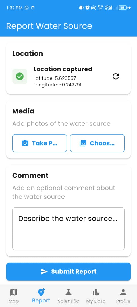 WADABA App - Water Testing Interface